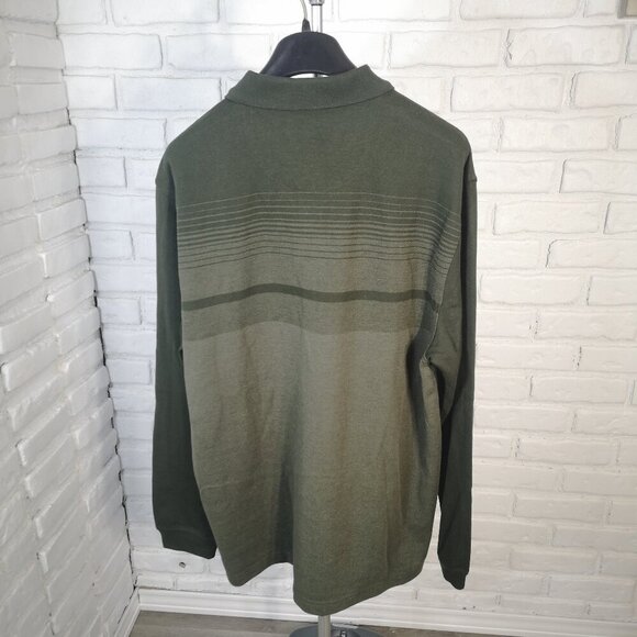 NWT Van Heusen Men's Size Large Green Beret 2 Button Closure Long Sleeves Polo - Picture 3 of 11